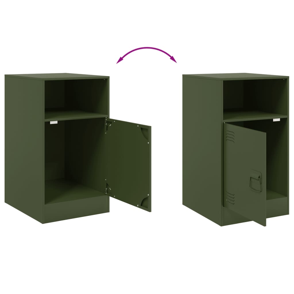Tables de chevet 2 pcs vert olive 34,5x39x62 cm acier - XIOS