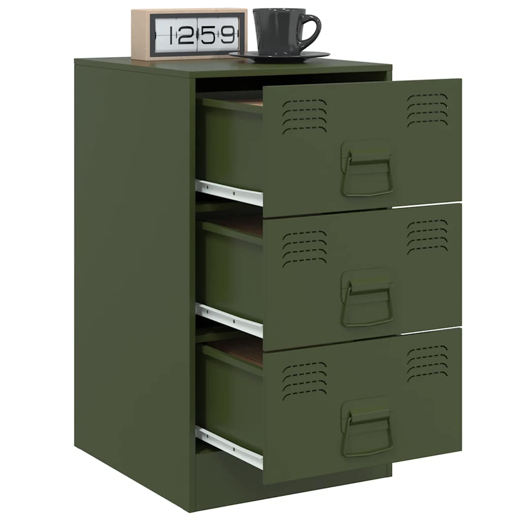 Tables de chevet 2 pcs vert olive 34,5x39x62 cm acier - XIOS