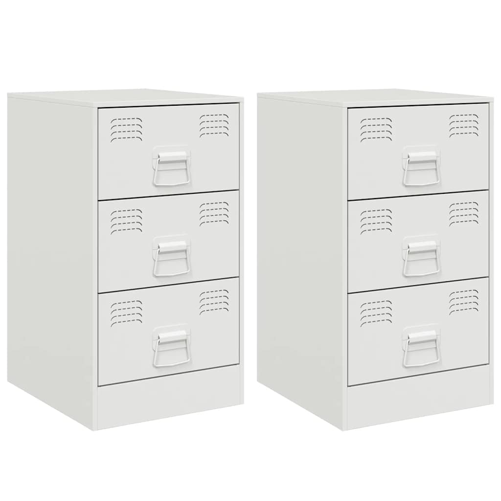 Tables de chevet 2 pcs blanc 34,5x39x62 cm acier - XIOS