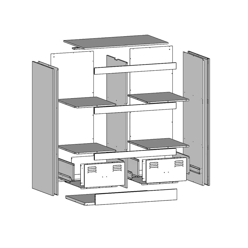 Buffet haut blanc 67x39x95 cm acier - XIOS