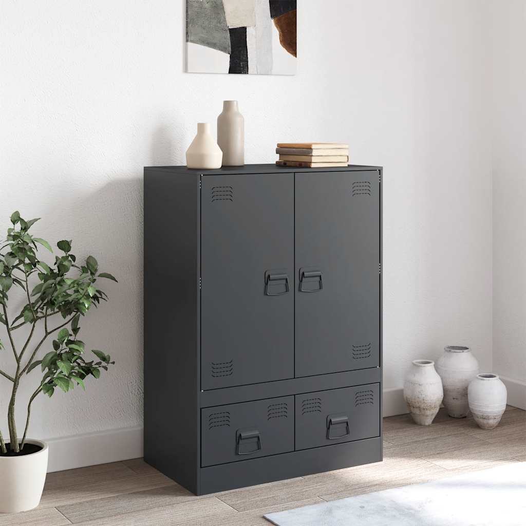 Buffet haut anthracite 67x39x95 cm acier