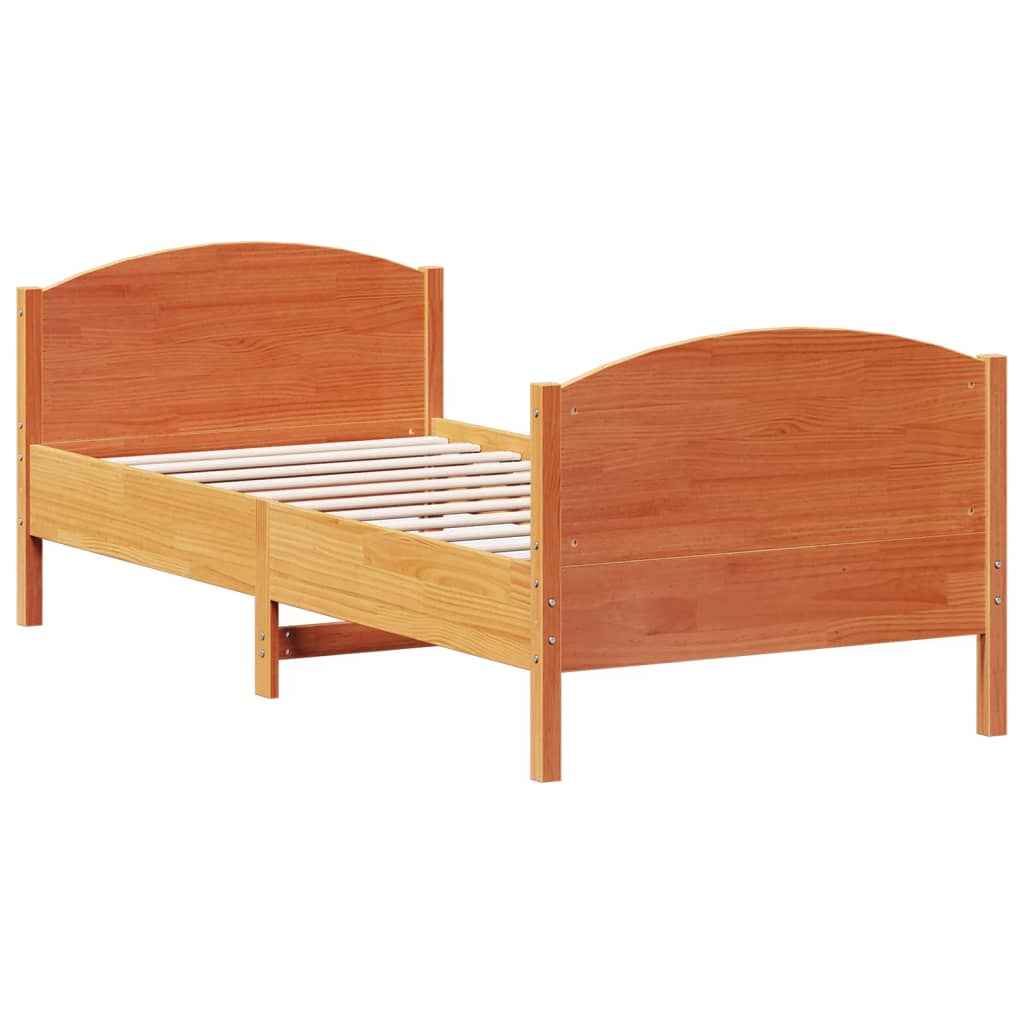 Cadre de lit sans matelas cire marron 100x200cm bois pin massif - XIOS