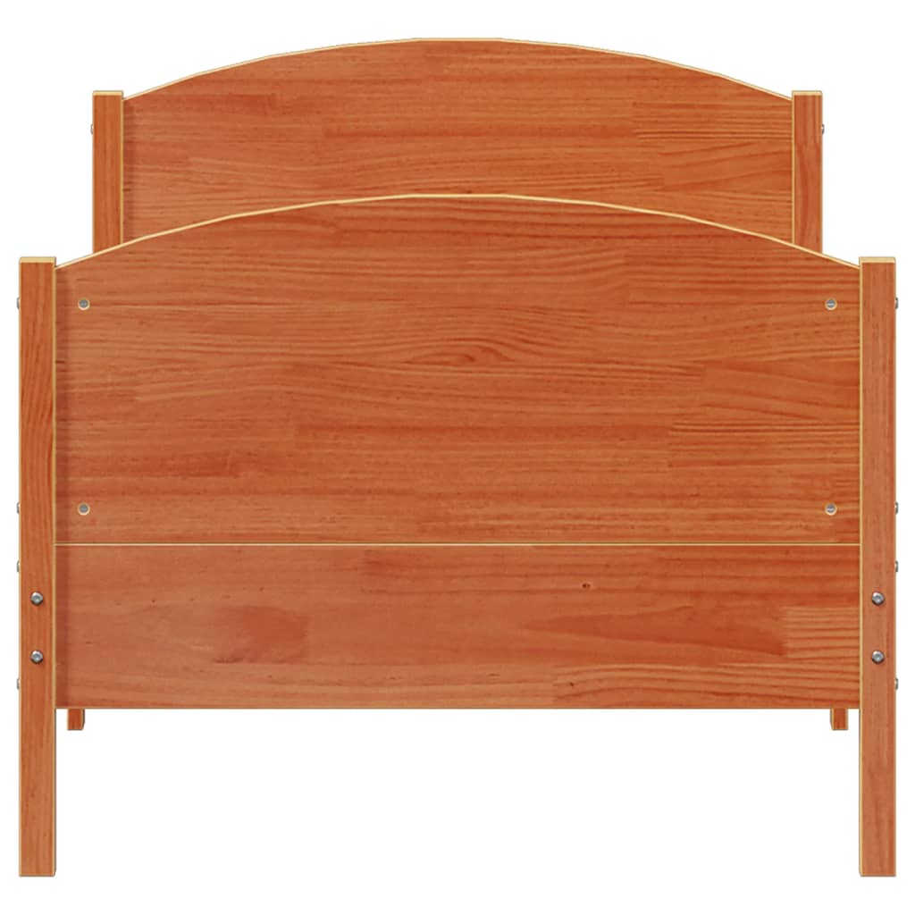 Cadre de lit sans matelas cire marron 100x200cm bois pin massif - XIOS