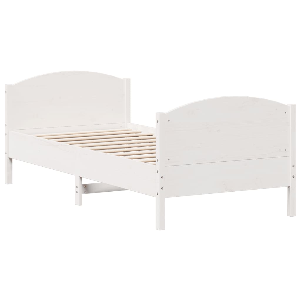 Cadre de lit sans matelas blanc 90x200 cm bois de pin massif - XIOS