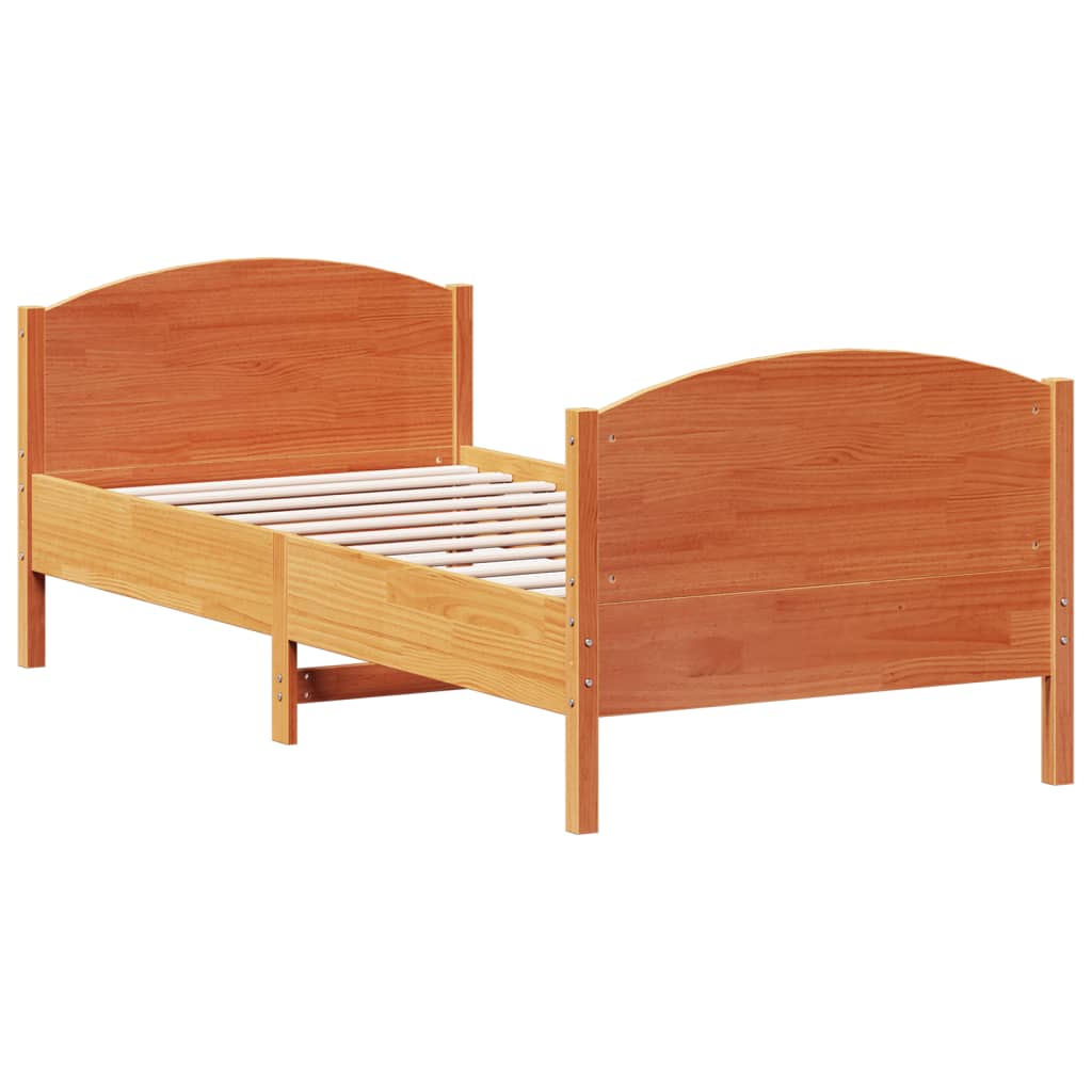 Cadre de lit sans matelas cire marron 90x200 cm bois pin massif - XIOS