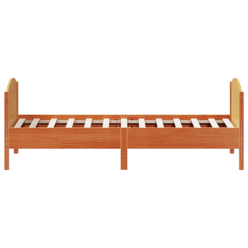 Cadre de lit sans matelas cire marron 75x190 cm bois pin massif - XIOS