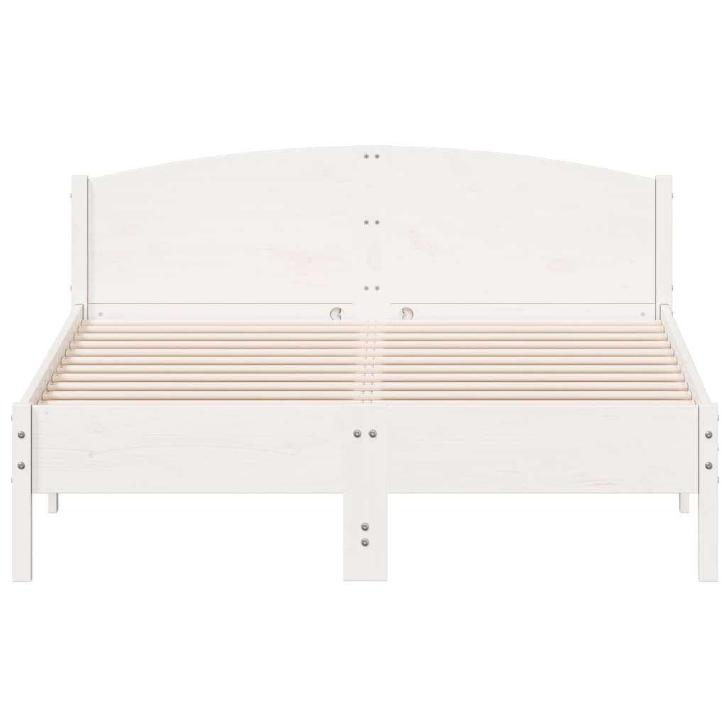 Cadre de lit sans matelas blanc 140x200 cm bois de pin massif - XIOS