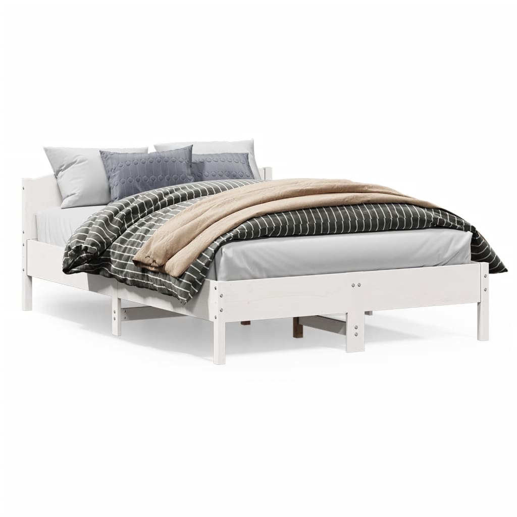 Cadre de lit sans matelas blanc 140x200 cm bois de pin massif - XIOS