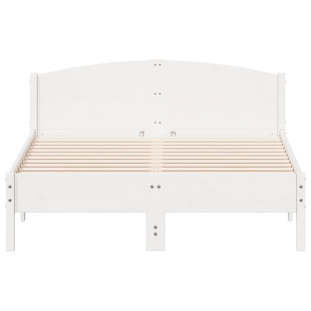 Cadre de lit sans matelas blanc 140x190 cm bois de pin massif - XIOS