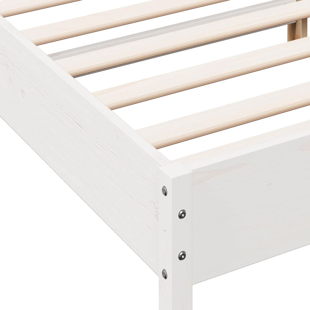 Cadre de lit sans matelas blanc 140x190 cm bois de pin massif - XIOS