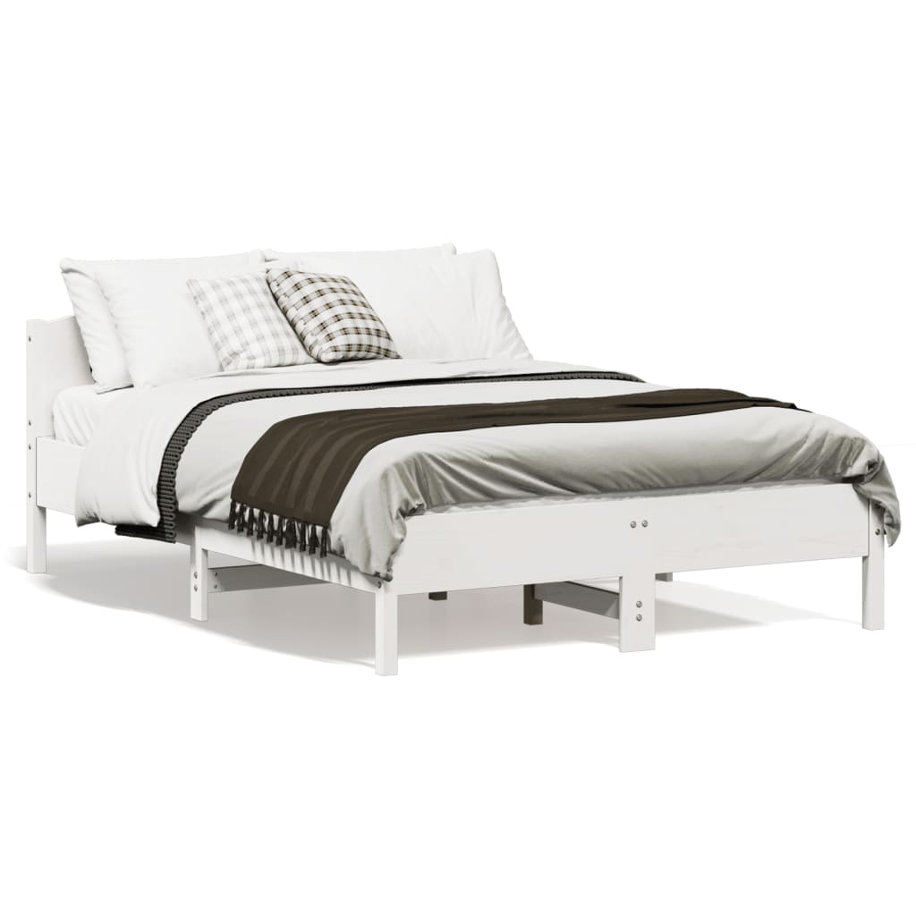 Cadre de lit sans matelas blanc 140x190 cm bois de pin massif - XIOS