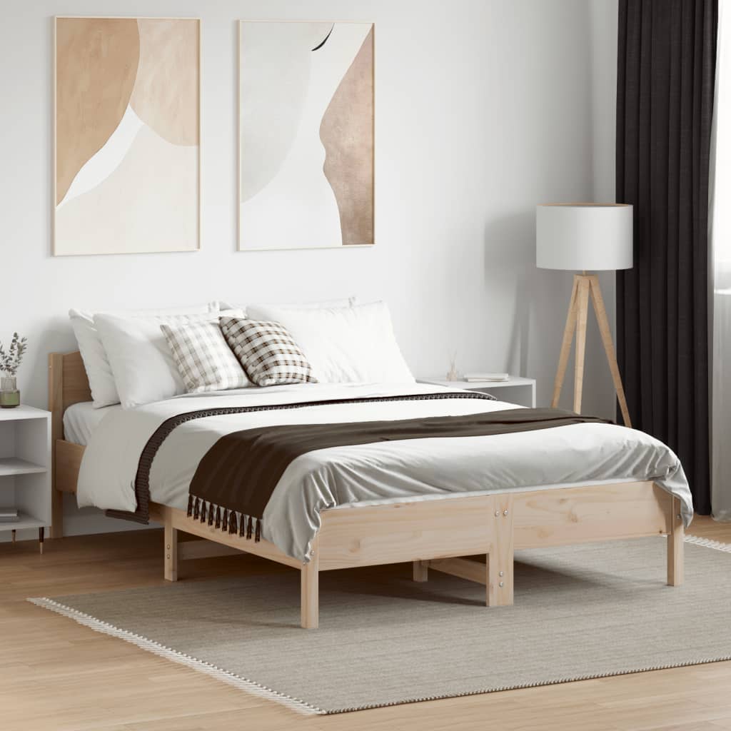 Cadre de lit sans matelas 135x190 cm bois de pin massif - XIOS
