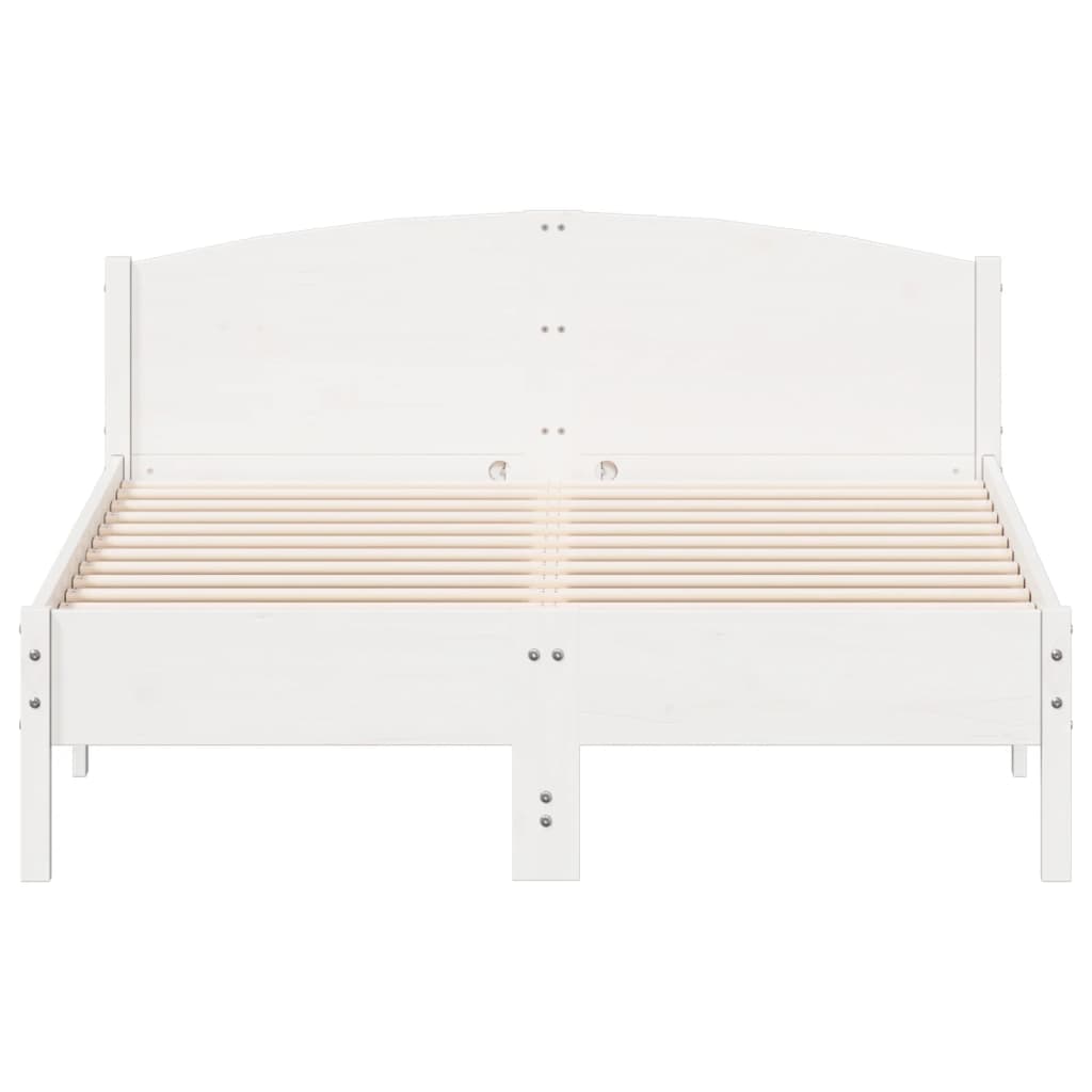 Cadre de lit sans matelas blanc 135x190 cm bois de pin massif - XIOS