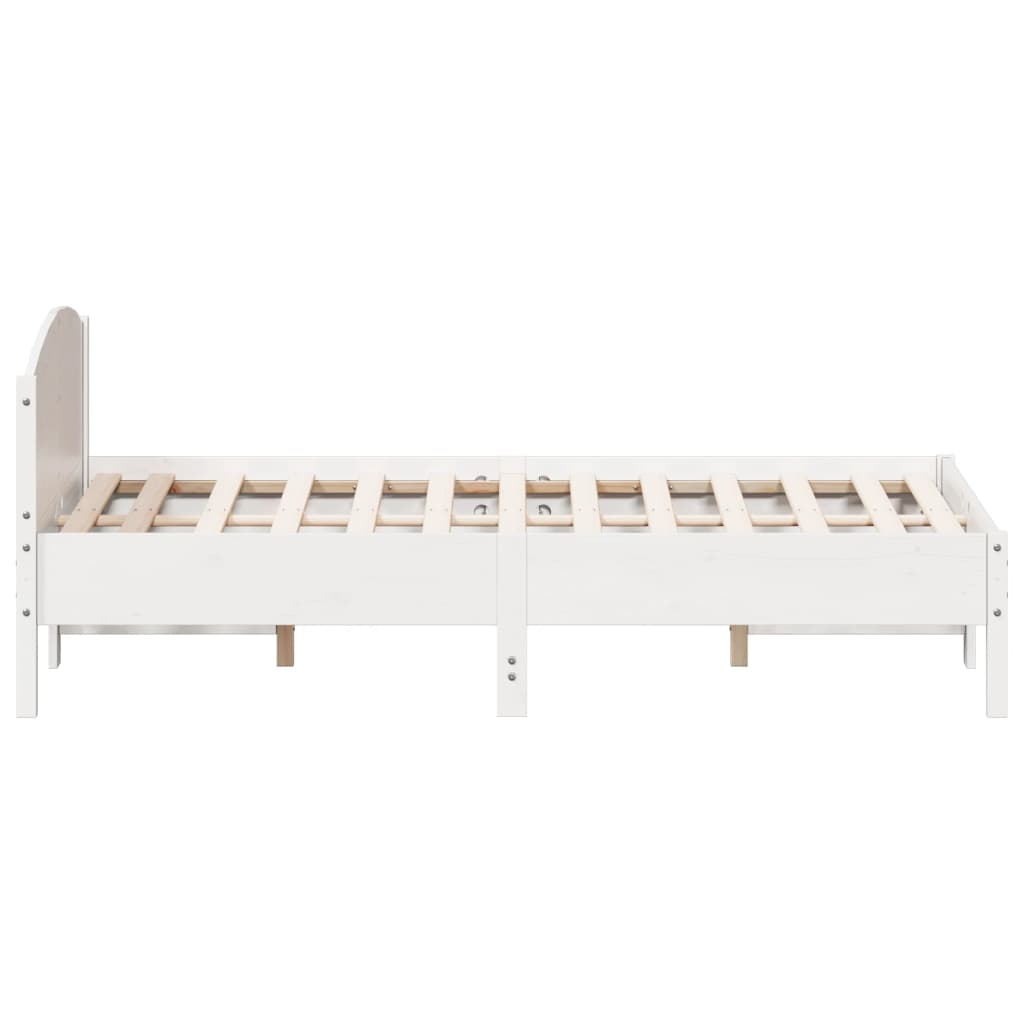 Cadre de lit sans matelas blanc 135x190 cm bois de pin massif - XIOS