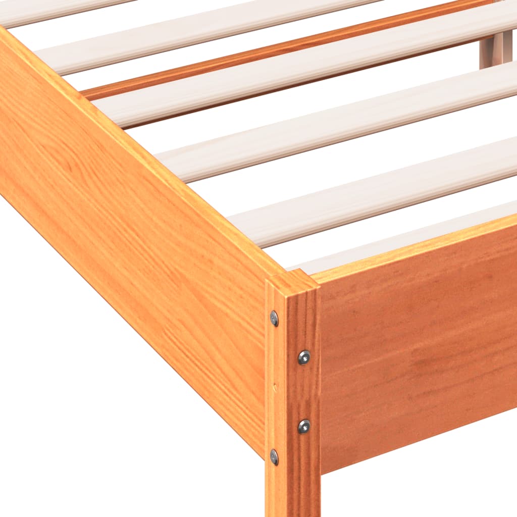 Cadre de lit sans matelas cire marron 135x190cm bois pin massif - XIOS