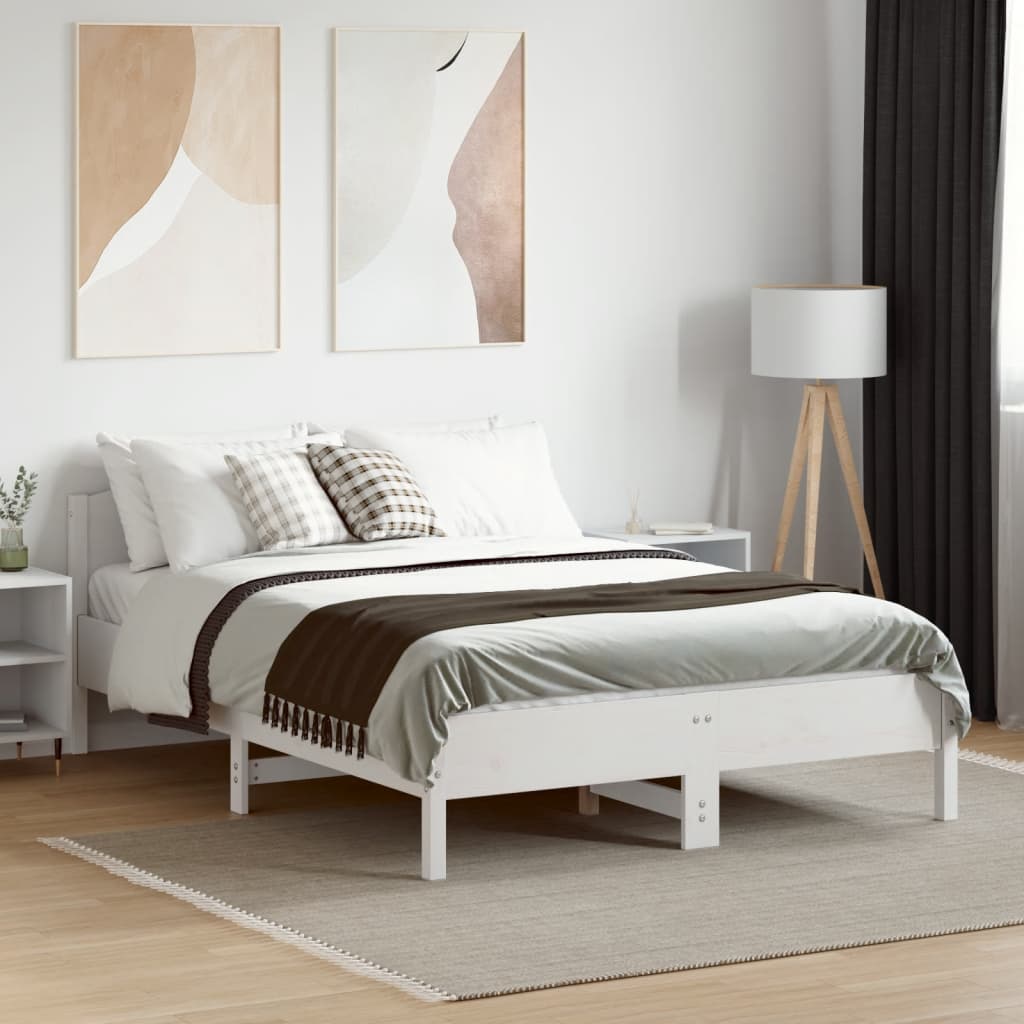Cadre de lit sans matelas blanc 120x190 cm bois de pin massif - XIOS