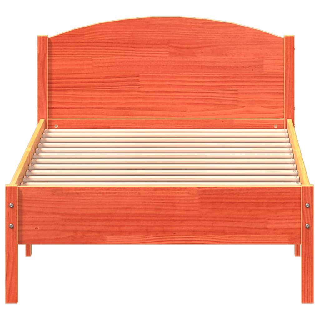 Cadre de lit sans matelas cire marron 100x200cm bois pin massif - XIOS