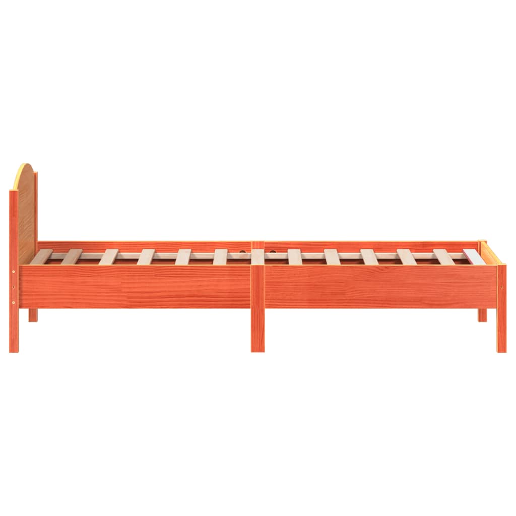 Cadre de lit sans matelas cire marron 100x200cm bois pin massif - XIOS