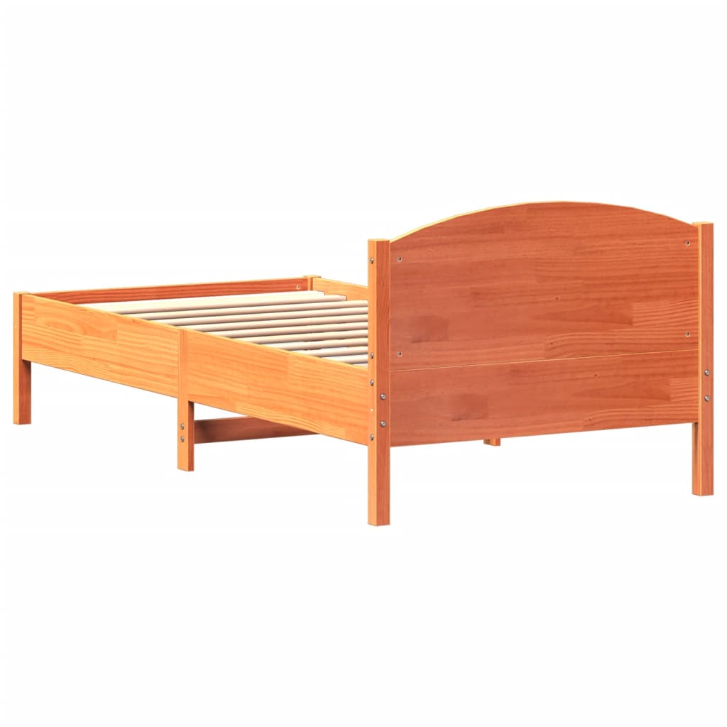 Cadre de lit sans matelas cire marron 100x200cm bois pin massif - XIOS