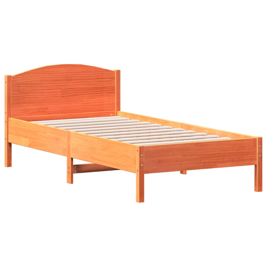 Cadre de lit sans matelas cire marron 90x190 cm bois pin massif - XIOS