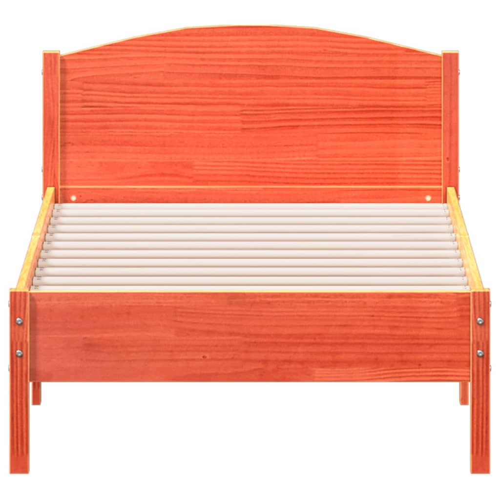 Cadre de lit sans matelas cire marron 90x190 cm bois pin massif - XIOS