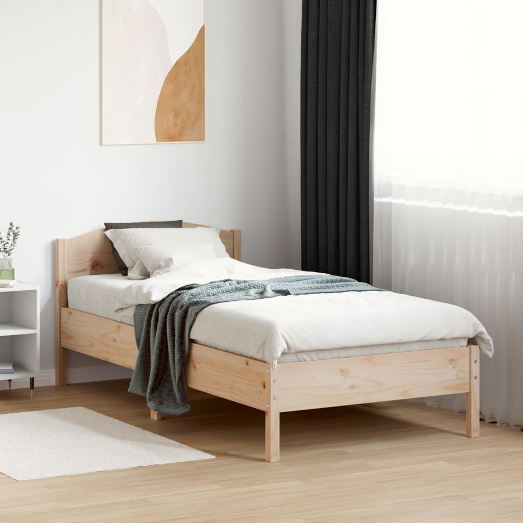 Cadre de lit sans matelas 75x190 cm bois de pin massif - XIOS