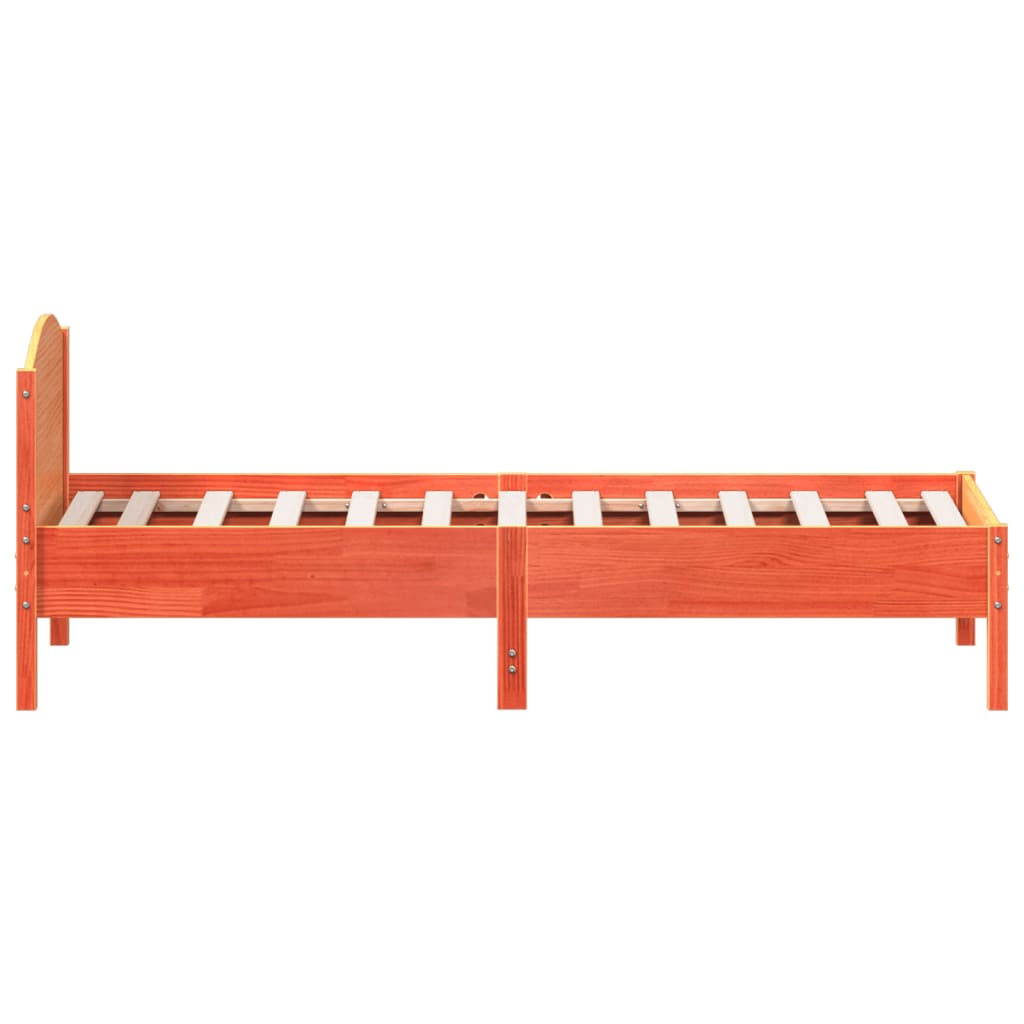 Cadre de lit sans matelas cire marron 75x190 cm bois pin massif - XIOS
