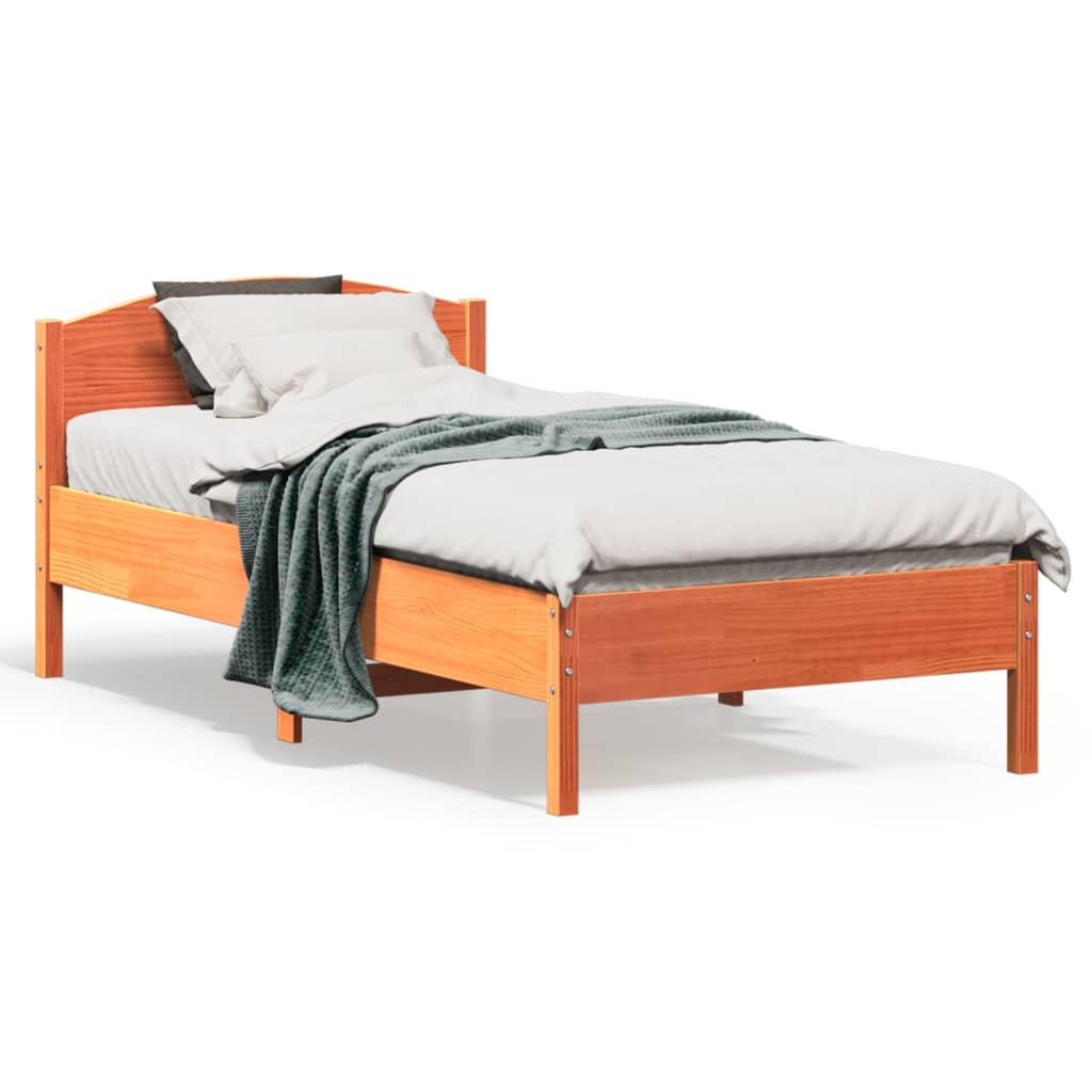 Cadre de lit sans matelas cire marron 75x190 cm bois pin massif - XIOS
