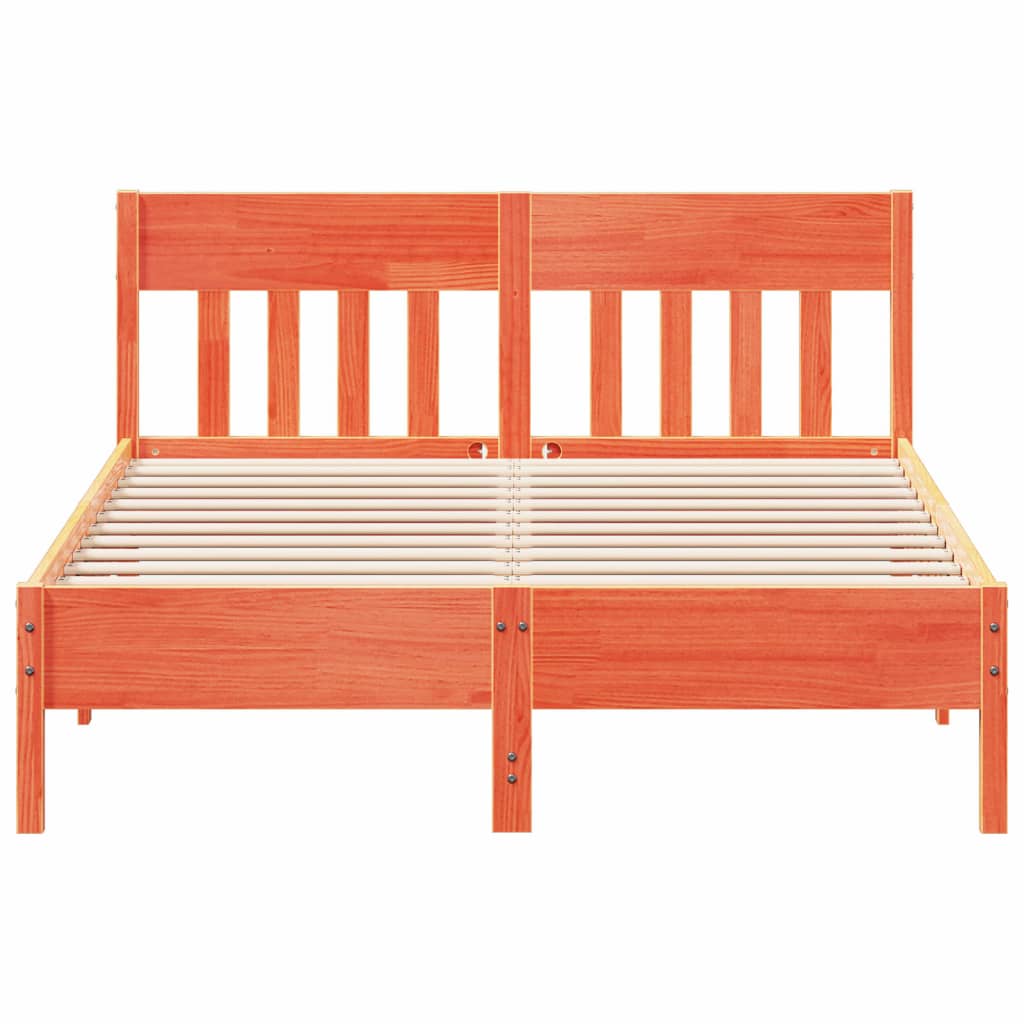 Cadre de lit sans matelas cire marron 140x200cm bois pin massif - XIOS
