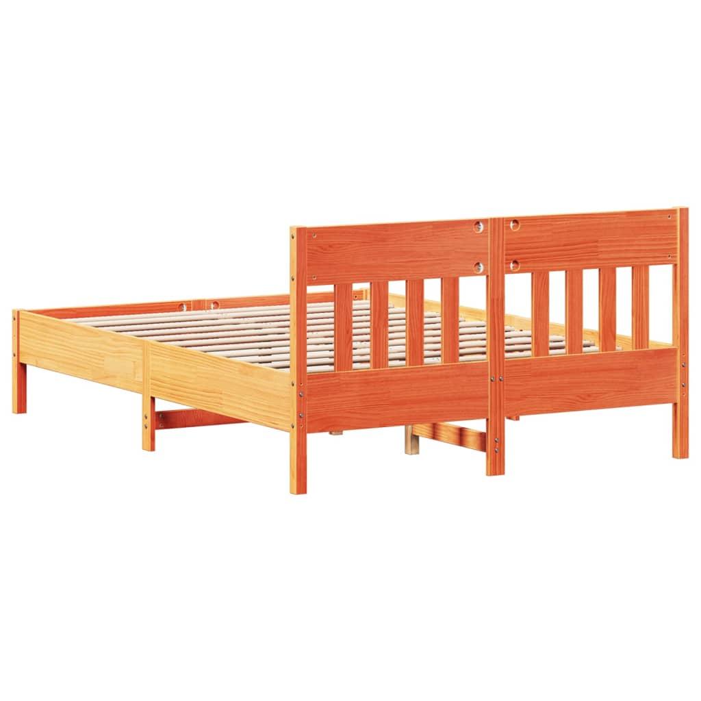 Cadre de lit sans matelas cire marron 140x200cm bois pin massif - XIOS