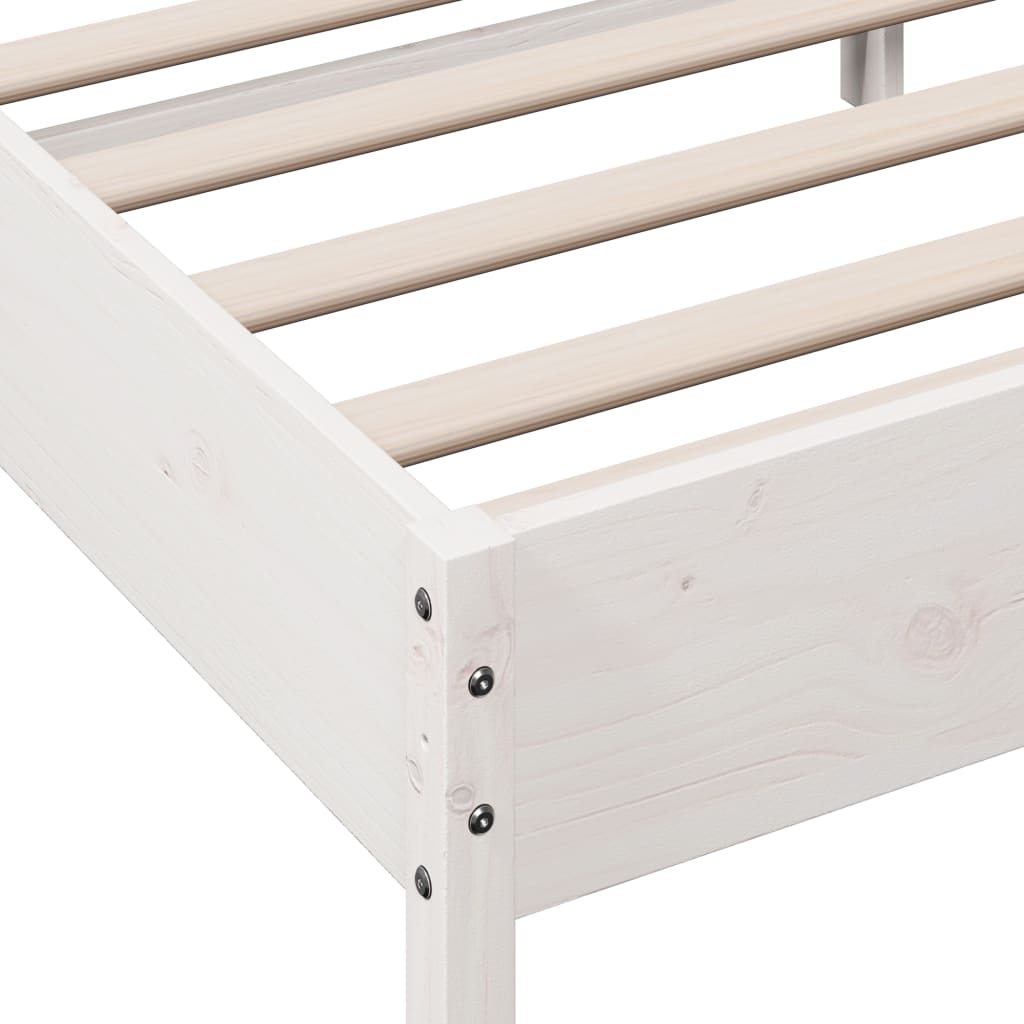 Cadre de lit sans matelas blanc 120x200 cm bois de pin massif - XIOS