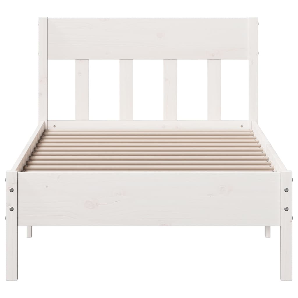 Cadre de lit sans matelas blanc 100x200 cm bois de pin massif - XIOS