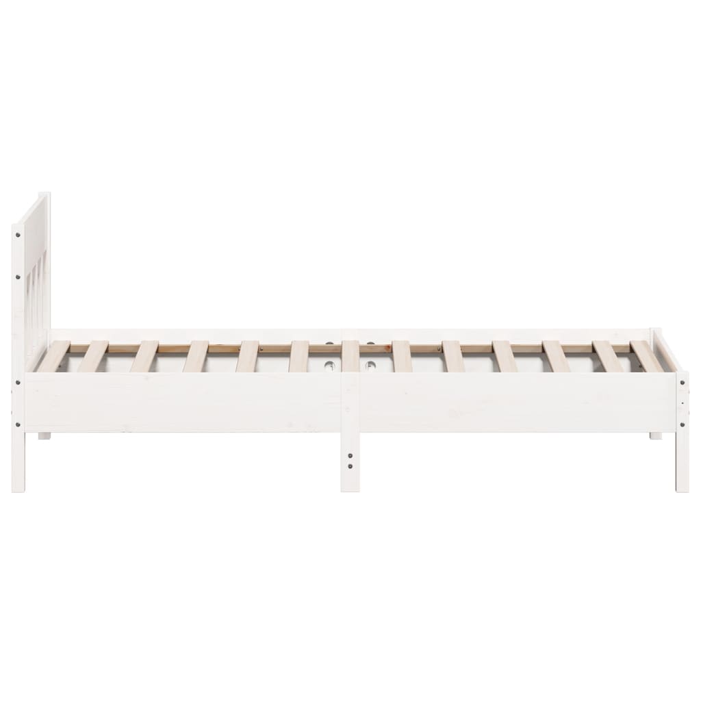 Cadre de lit sans matelas blanc 100x200 cm bois de pin massif - XIOS
