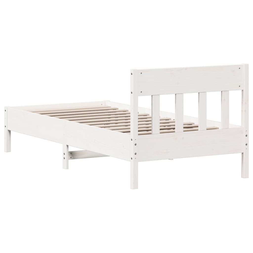Cadre de lit sans matelas blanc 100x200 cm bois de pin massif - XIOS