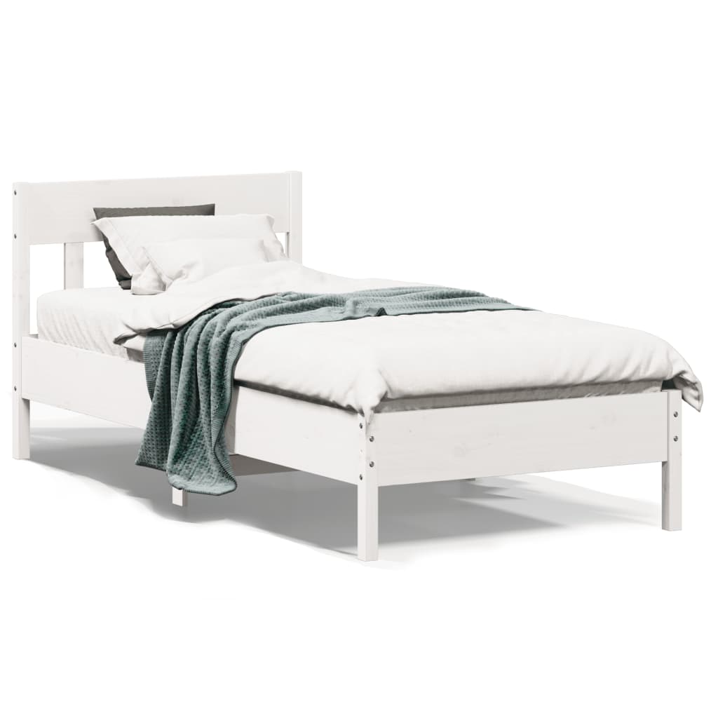 Cadre de lit sans matelas blanc 100x200 cm bois de pin massif - XIOS