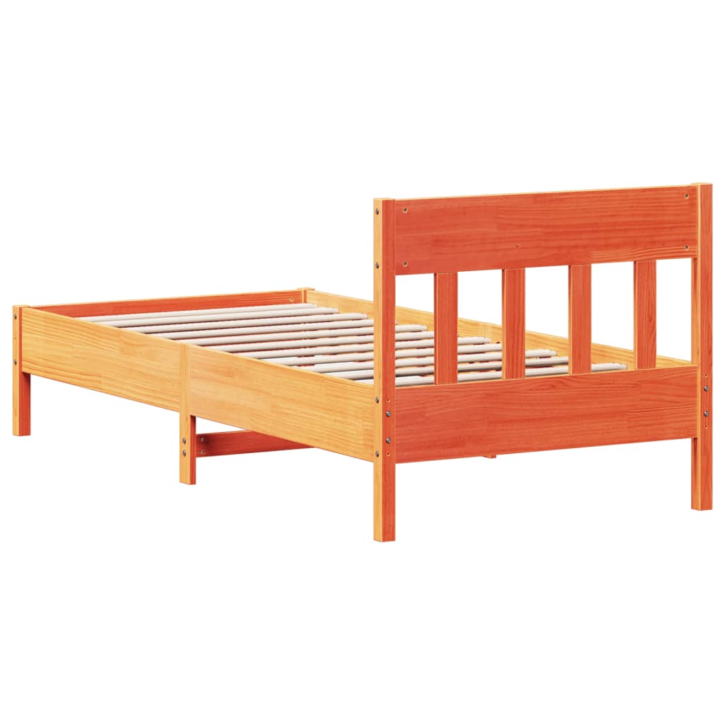 Cadre de lit sans matelas cire marron 100x200cm bois pin massif - XIOS