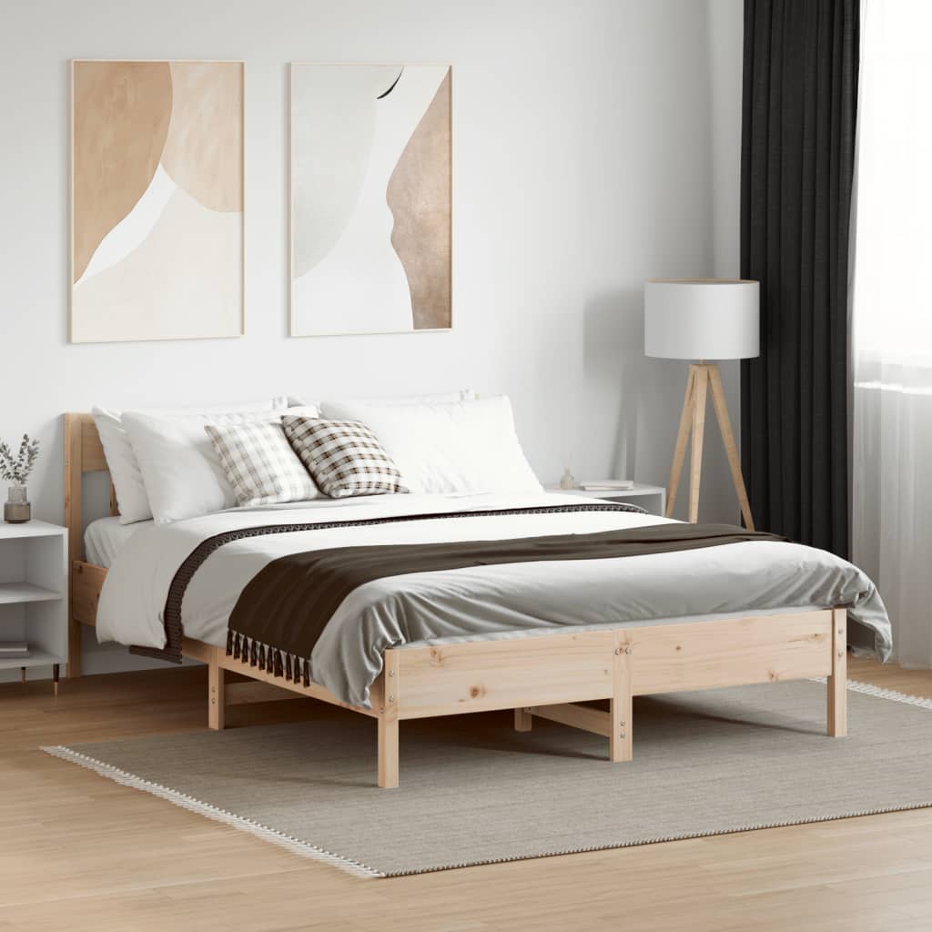 Cadre de lit sans matelas 140x190 cm bois de pin massif - XIOS