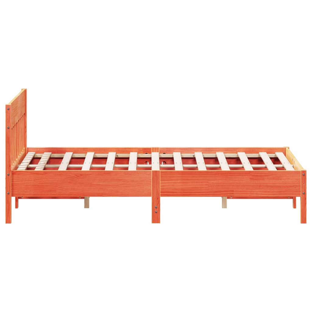 Cadre de lit sans matelas cire marron 140x190cm bois pin massif - XIOS