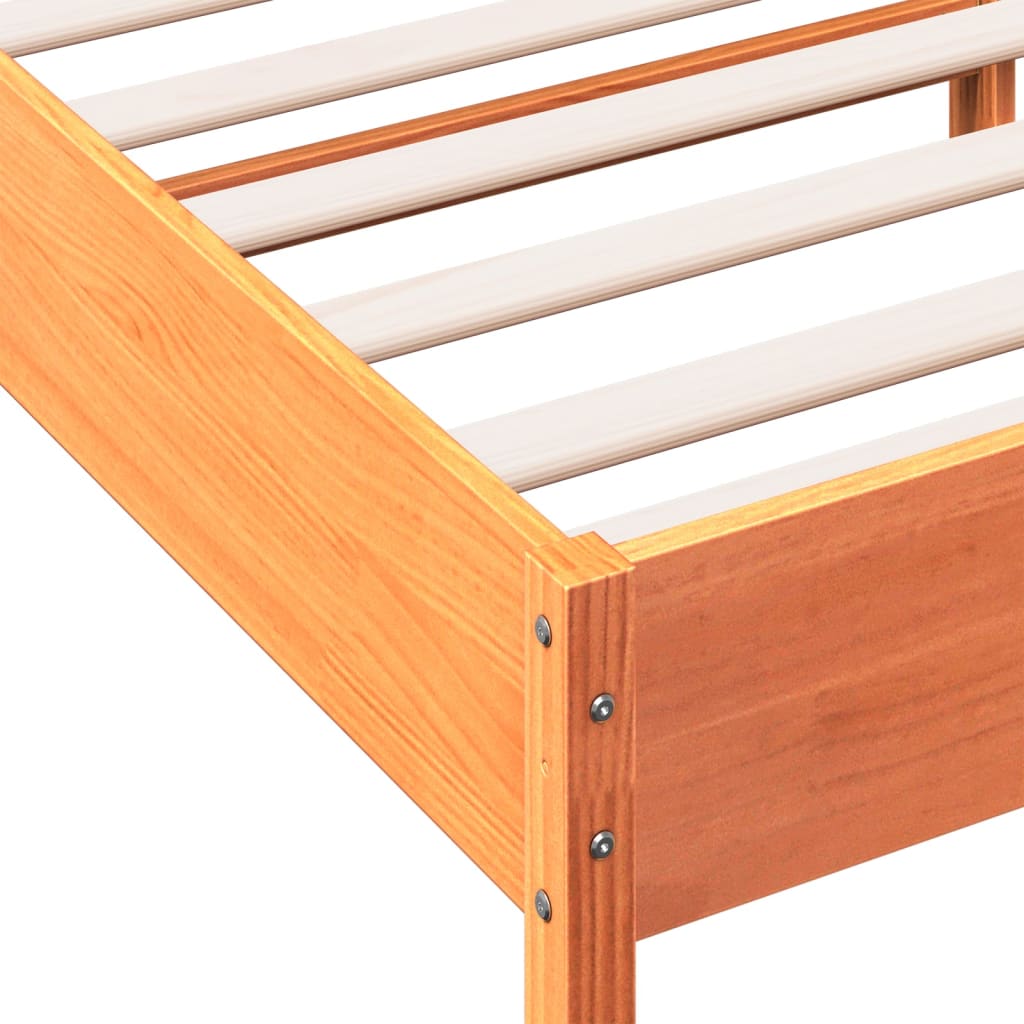 Cadre de lit sans matelas cire marron 140x190cm bois pin massif - XIOS