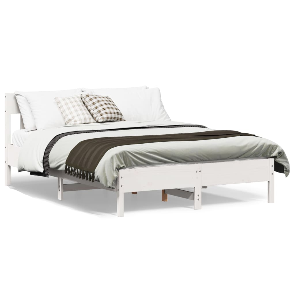 Cadre de lit sans matelas blanc 120x190 cm bois de pin massif - XIOS