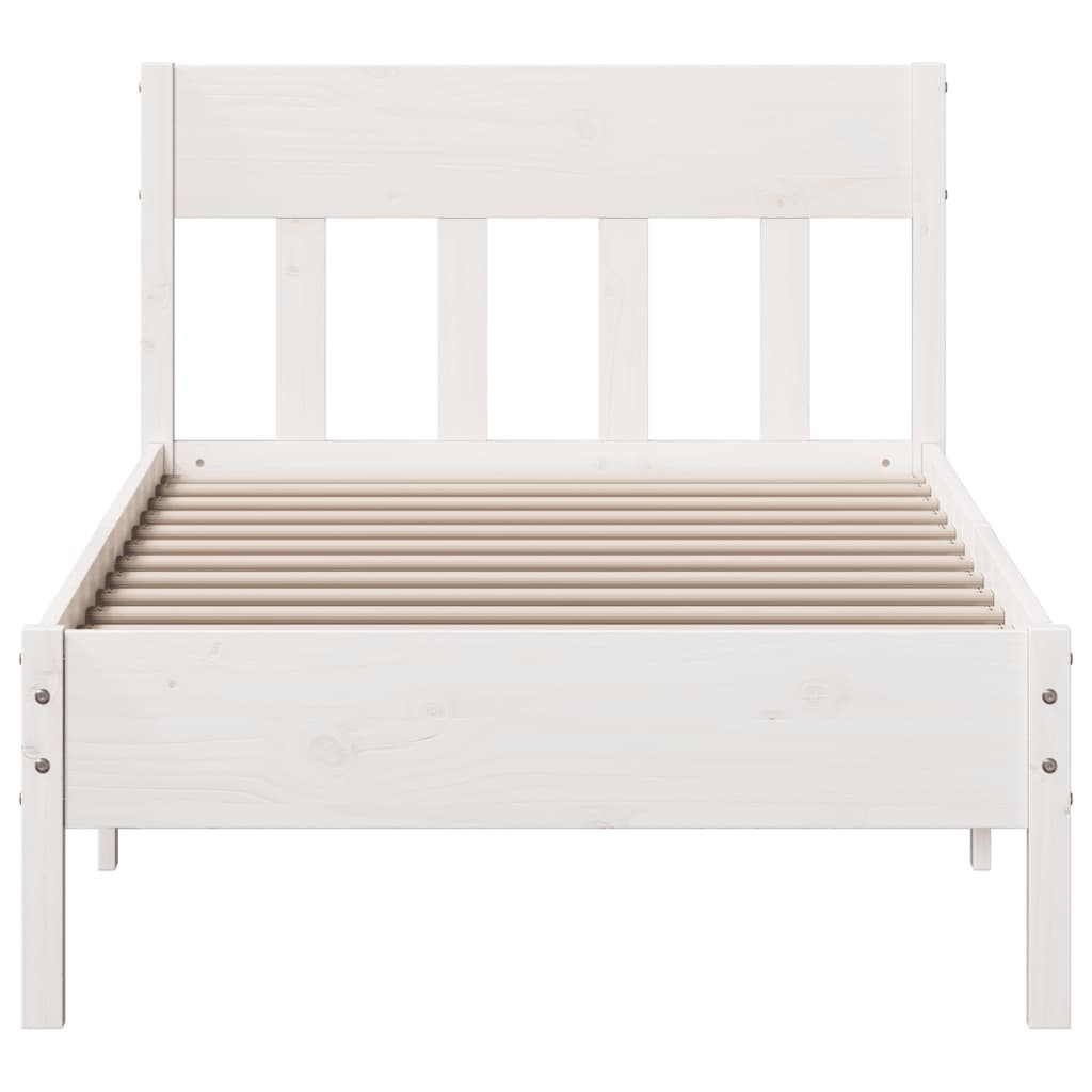 Cadre de lit sans matelas blanc 75x190 cm bois de pin massif - XIOS