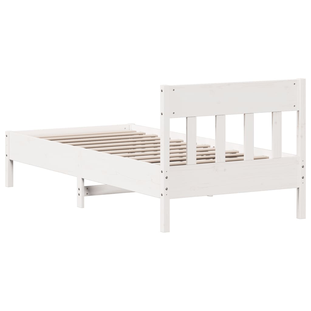 Cadre de lit sans matelas blanc 75x190 cm bois de pin massif - XIOS