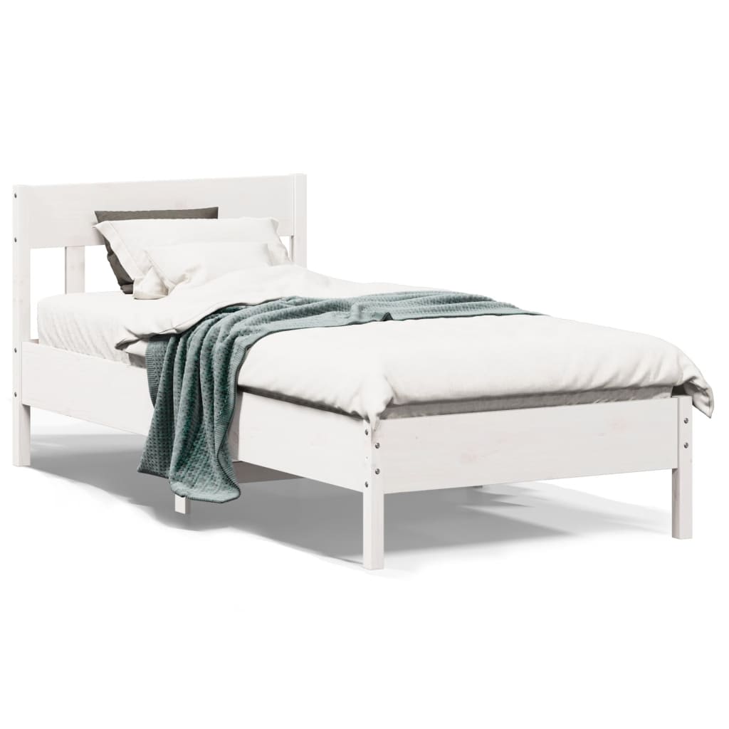 Cadre de lit sans matelas blanc 75x190 cm bois de pin massif - XIOS
