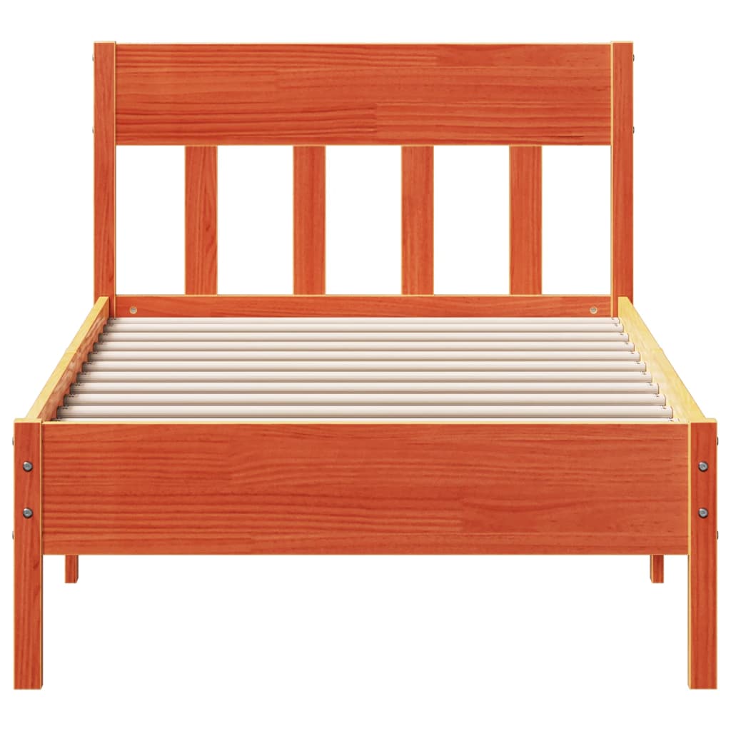 Cadre de lit sans matelas cire marron 75x190 cm bois pin massif - XIOS