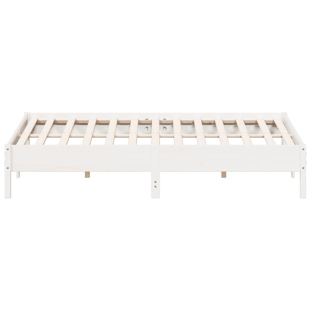 Cadre de lit sans matelas blanc 200x200 cm bois massif de pin - XIOS