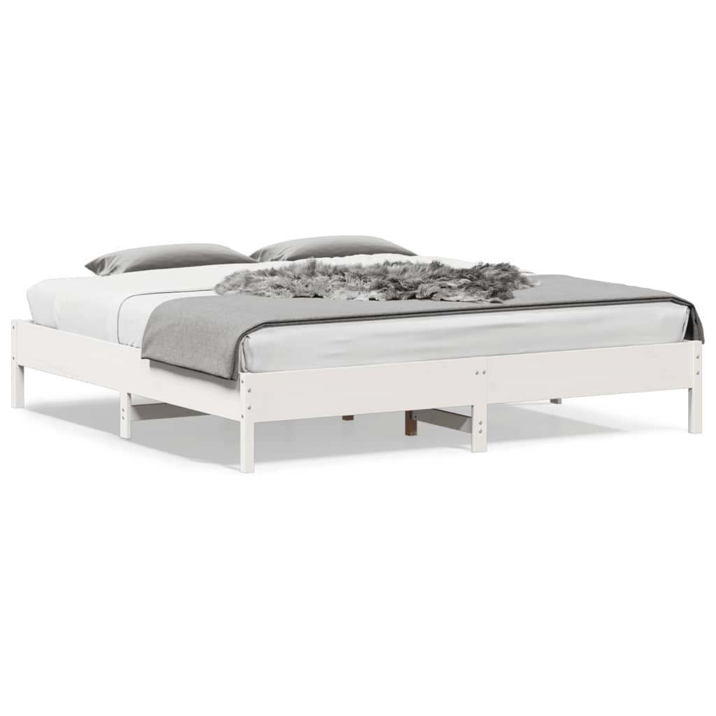 Cadre de lit sans matelas blanc 200x200 cm bois massif de pin - XIOS