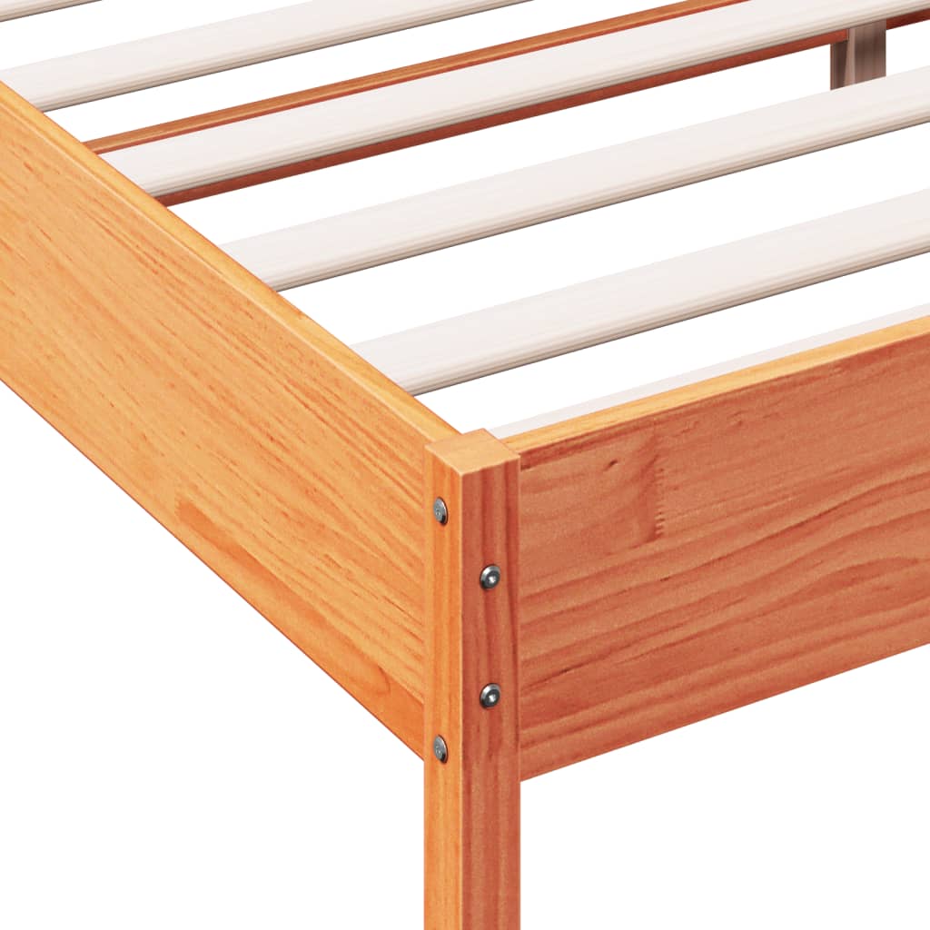 Cadre de lit sans matelas cire marron 200x200cm bois pin massif - XIOS