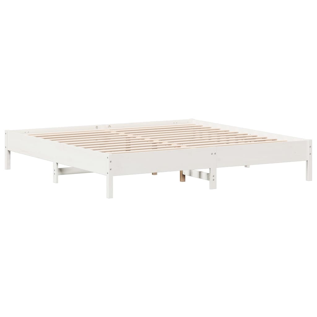 Cadre de lit sans matelas blanc 180x200 cm bois massif de pin - XIOS