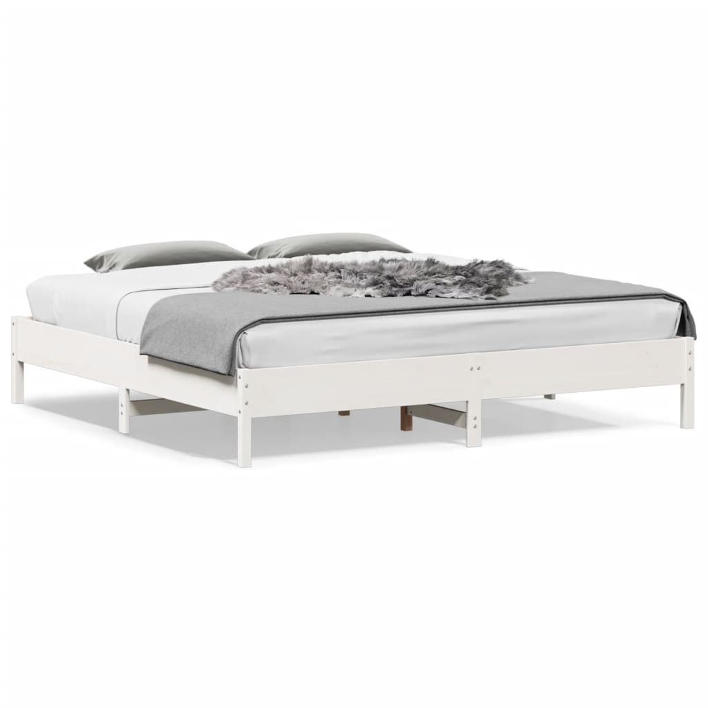 Cadre de lit sans matelas blanc 180x200 cm bois massif de pin - XIOS