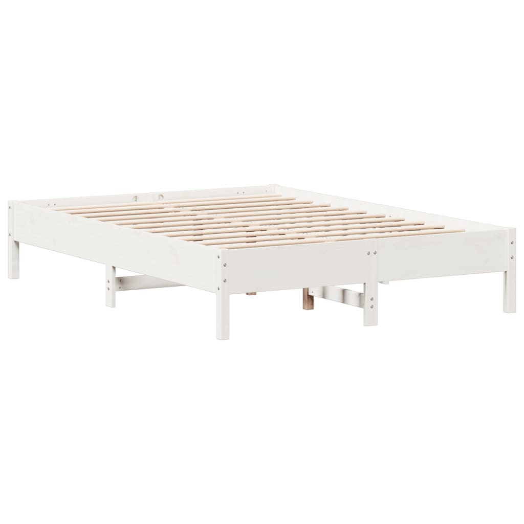 Cadre de lit sans matelas blanc 160x200 cm bois de pin massif - XIOS